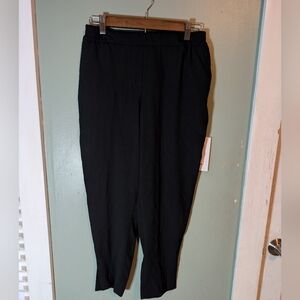 ANTHROPOLOGIE The Essential Pull-On Trousers Ankle Crop Pants Black size XS